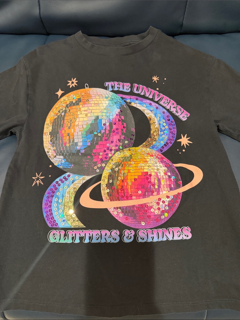 Kids Black Graphic Tee - The Universe Glitters & Shines - Picture 2 of 5